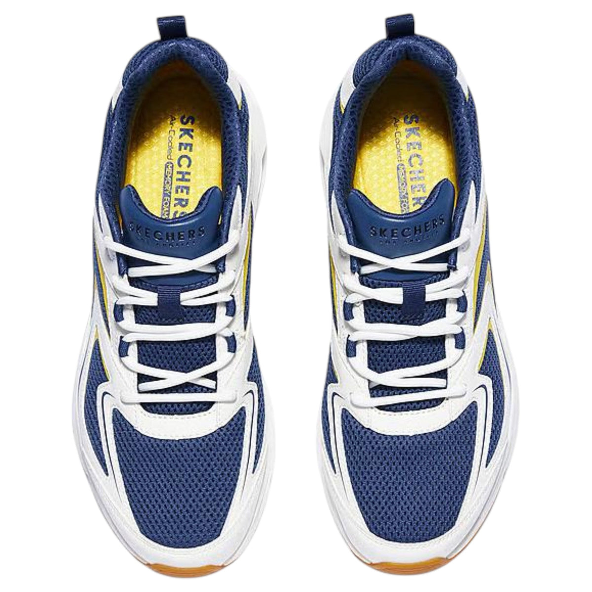 Men Skechers Tres-Air Uno Shoes White/Navy