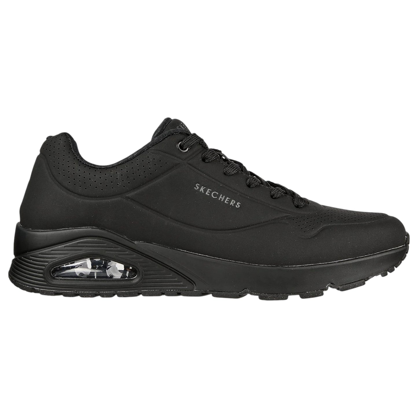 Mens Skechers Uno - Stand On Air Shoes Black/Black