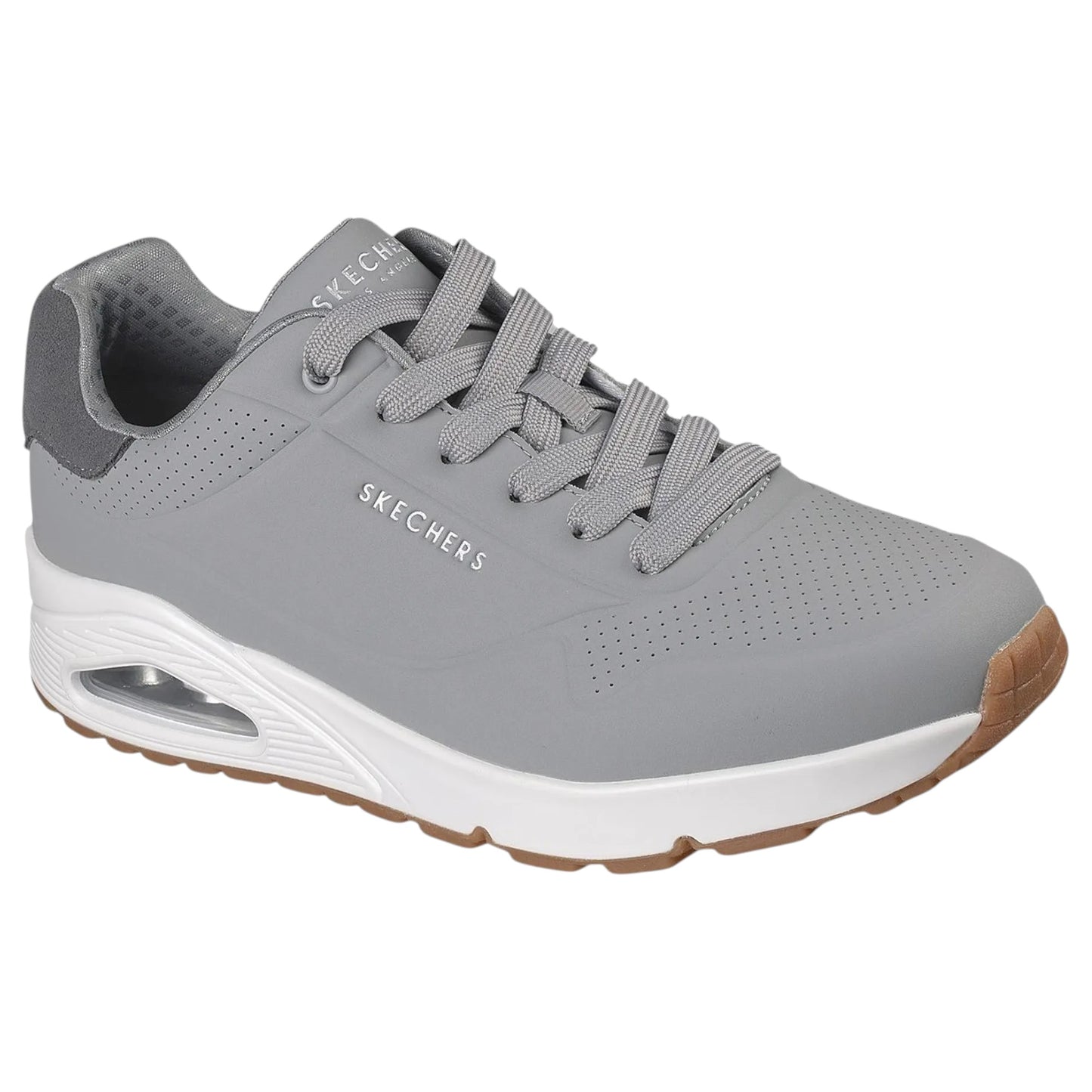 Mens Skechers Uno - Suited On Air Shoes Light Grey
