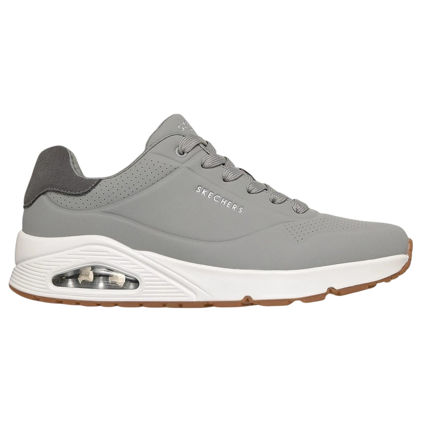 Mens Skechers Uno - Suited On Air Shoes Light Grey