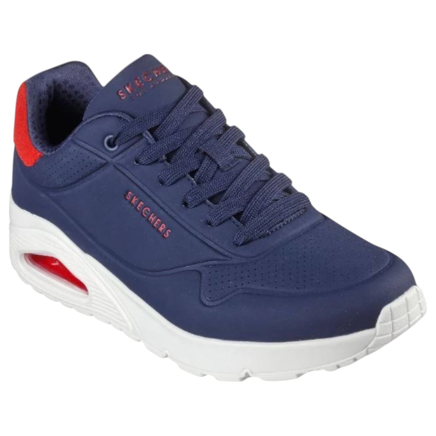 Mens Skechers Uno - Suited On Air Shoes Navy/Red
