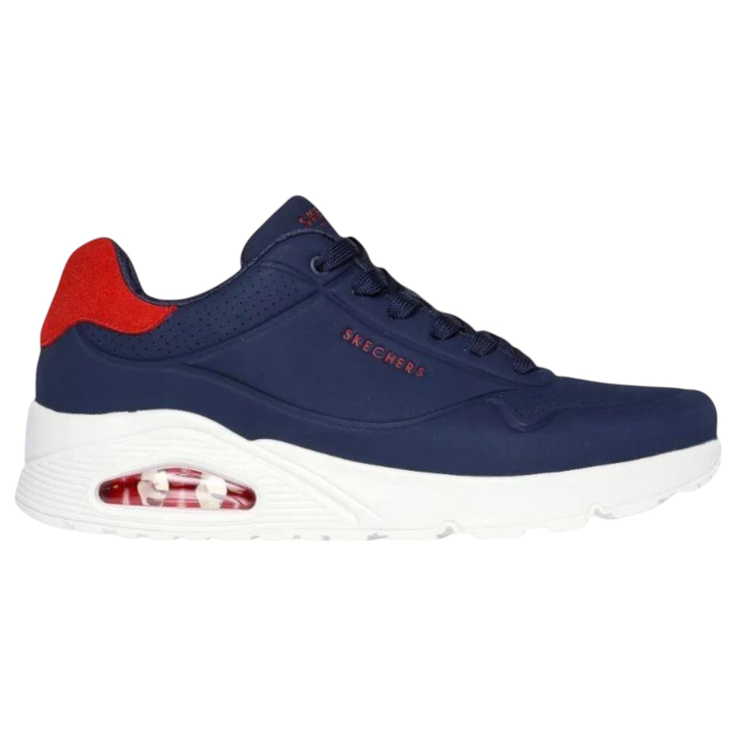 Mens Skechers Uno - Suited On Air Shoes Navy/Red