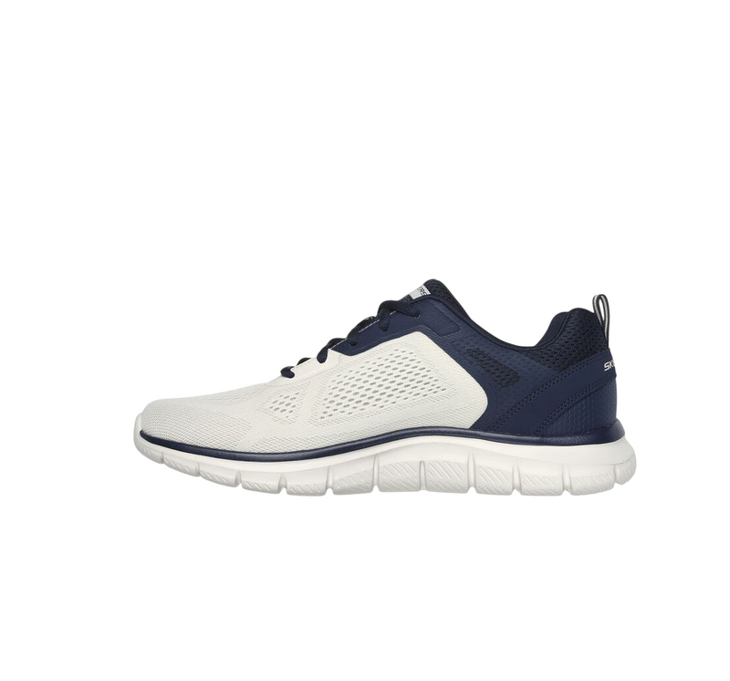 Mens Skechers Track Broader Off White/ Navy Lace Up Athletic Shoes