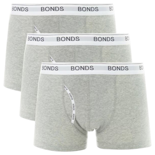 3 Pack Mens Bonds Guyfront Trunks Underwear Grey Marle