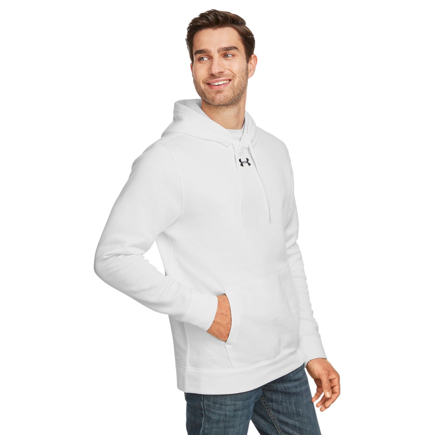 Mens Under Armour Hustle Fleece Hoodie White