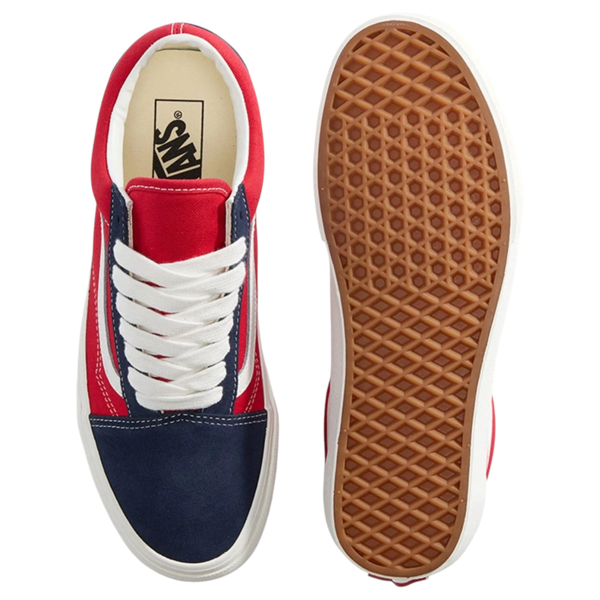 Mens Vans Old Skool 2 Tone Shoes Navy/Red