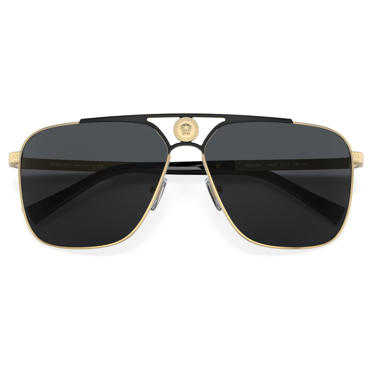 Mens Versace VE2238 Sunglasses Gold Matte Black/Dark Grey