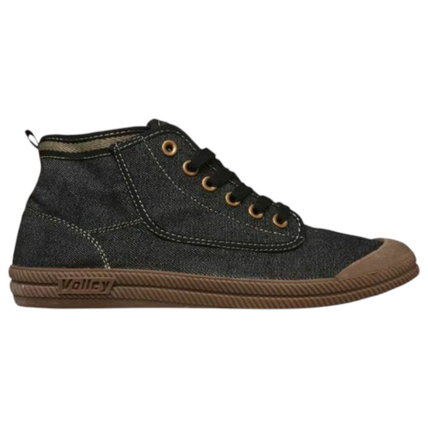 Mens Volley Hi Leap Shoes Black Denim / Gum