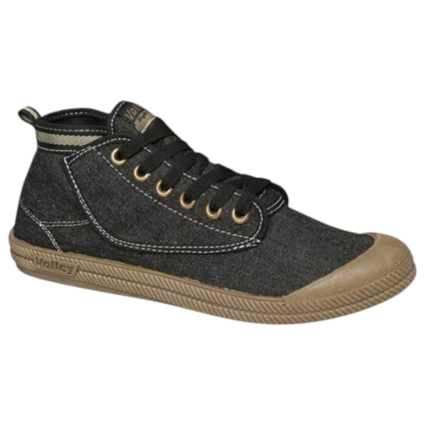 Mens Volley Hi Leap Shoes Black Denim / Gum