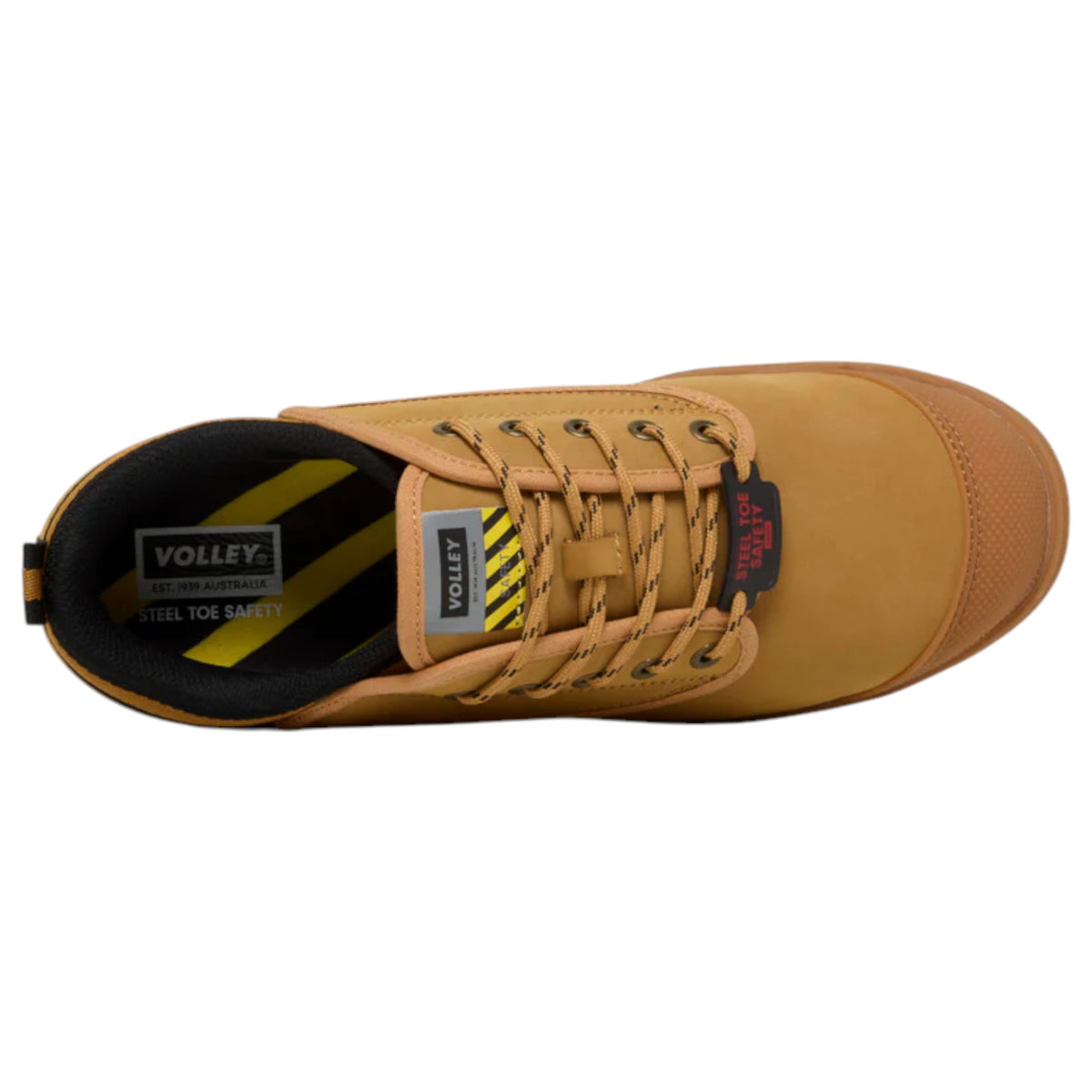 Mens Volley Safety Steel Cap Leather Shoes Tan