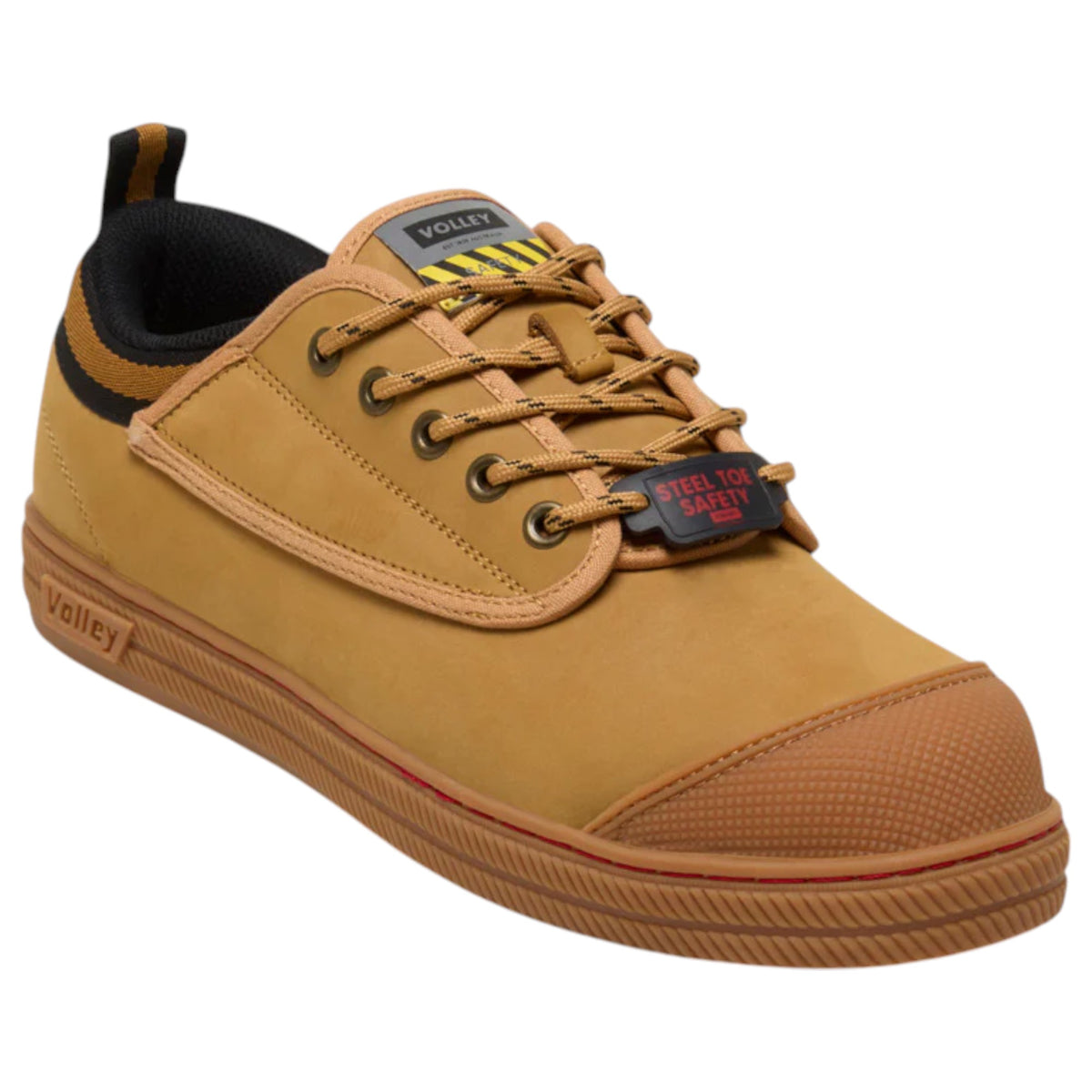 Mens Volley Safety Steel Cap Leather Shoes Tan