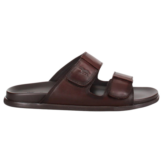 Mens Wild Rhino Acton Leather Sandals Brown