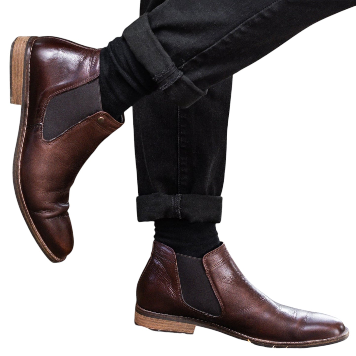 Mens Wild Rhino Drake Formal Dress Work Boots Dark Brown