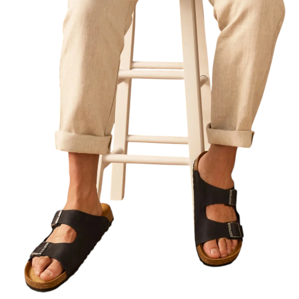 Mens Wild Rhino Mannix Leather Sandals Black
