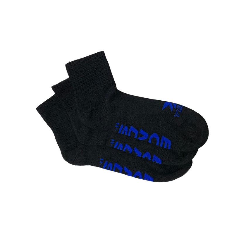 3 Pairs X Bonds Mens X-Temp Quarter Crew Socks Black With Blue