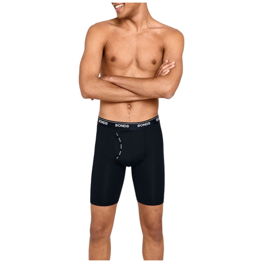 Mens Bonds Microfibre Guyfront Long Trunks Underwear Black