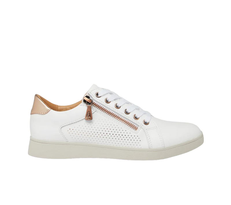 Womens Hush Puppies Mimosa Perf Ladies Sneakers Zip White Casual Lace Up Shoes