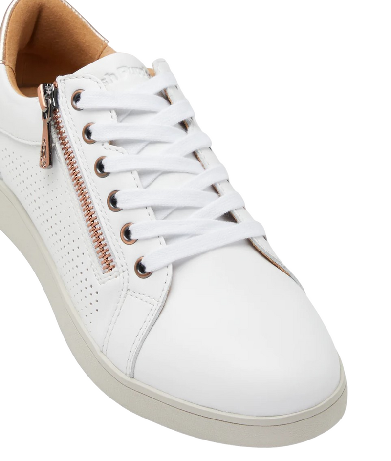 Womens Hush Puppies Mimosa Perf Ladies Sneakers Zip White Casual Lace Up Shoes