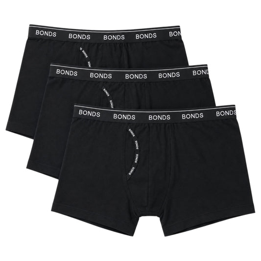 3 Pack Mens Bonds Guyfront Luxe Mid Trunks Black