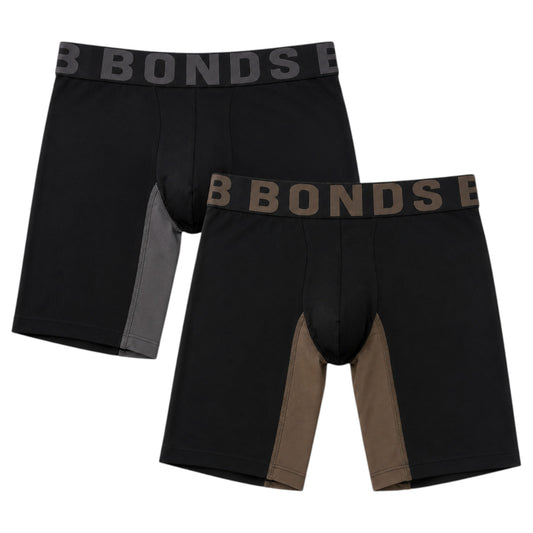 2 Pack Mens Bonds Chafe Off Trunks Black