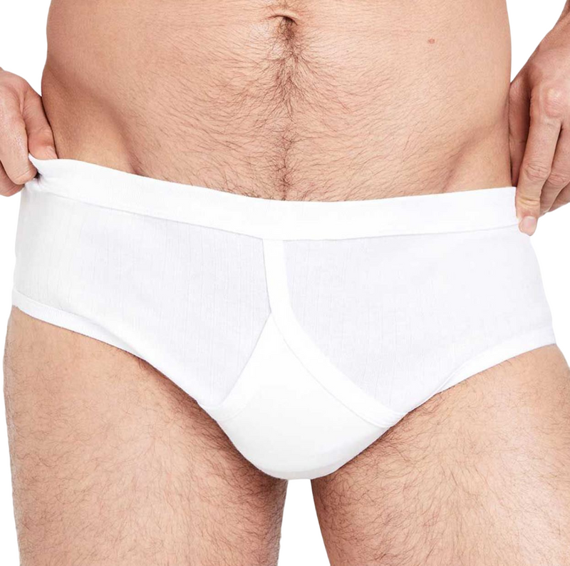 12 X Jockey Mens Y-Front Rib Brief Underwear - White