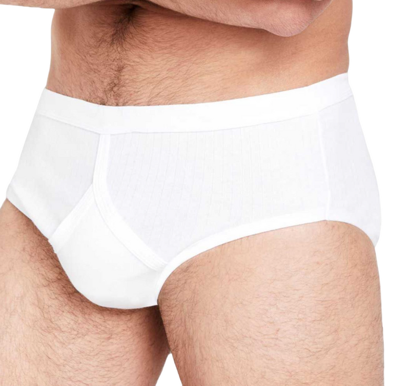 12 X Jockey Mens Y-Front Rib Brief Underwear - White