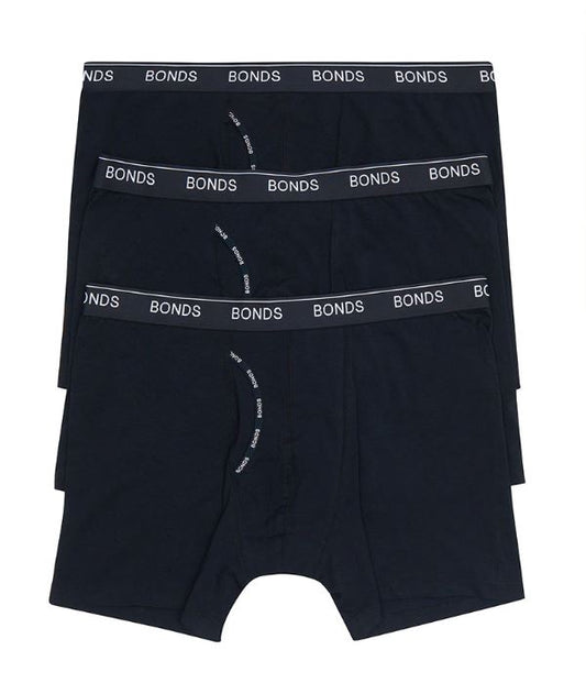 3 Pack Mens Bonds Guyfront Mid Trunks Underwear Black