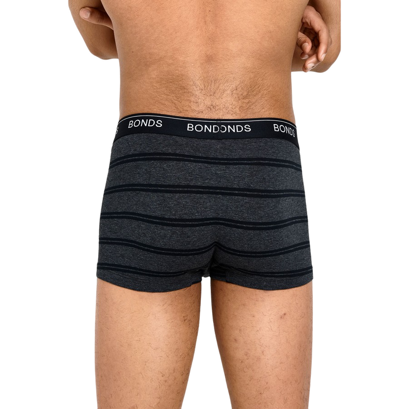 2 Pairs X Mens Bonds Guyfront Trunks Underwear Black Stripes/Black