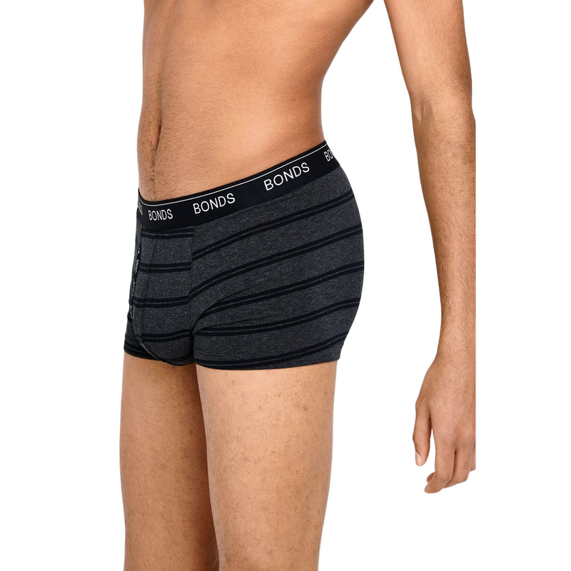 2 Pairs X Mens Bonds Guyfront Trunks Underwear Black Stripes/Black