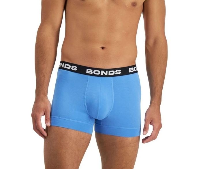3 x Mens Bonds Total Package Trunks Underwear Blue / Green / Black