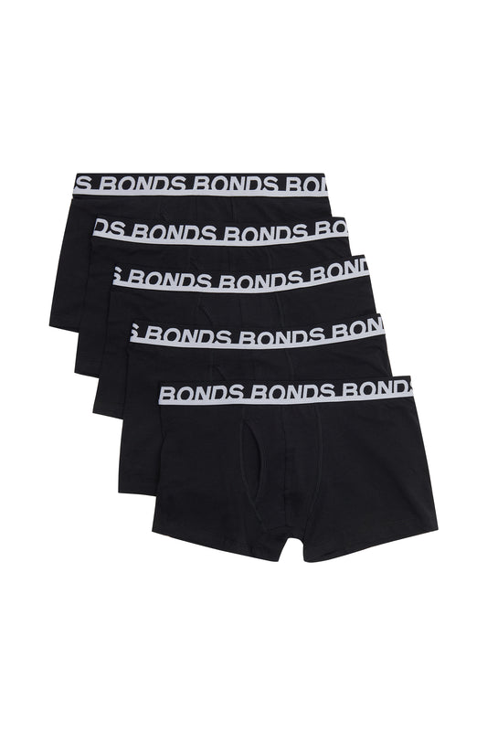 5 Pack Mens Bonds Everyday Trunks Underwear Black