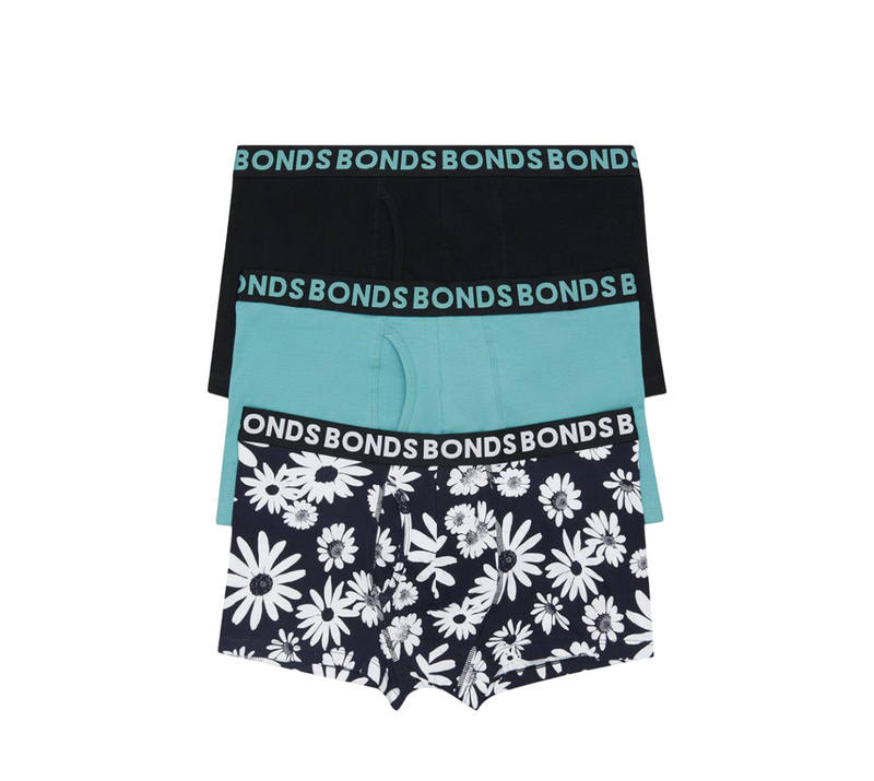 18 X Bonds Mens Everyday Trunk Underwear Flower Multi Black Undies