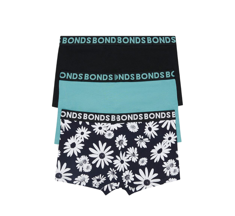 3 x Bonds Mens Everyday Trunk Underwear Flower Multi Black Undies