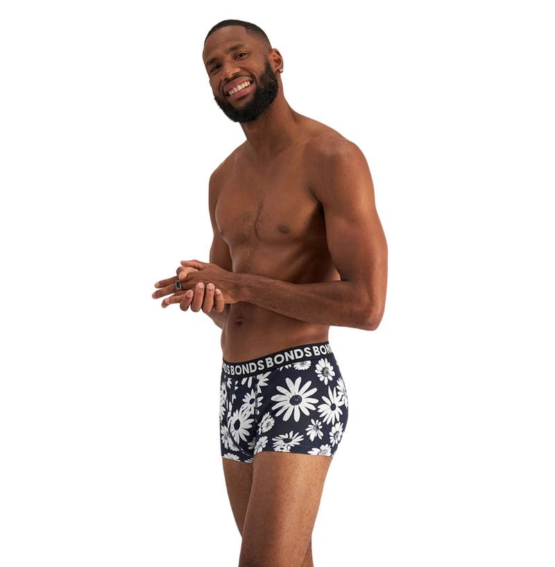 18 X Bonds Mens Everyday Trunk Underwear Flower Multi Black Undies