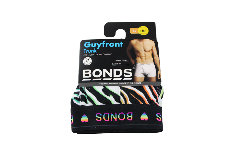 1 x Bonds Mens Guyfront Pride Trunk Underwear Undies Black Multi
