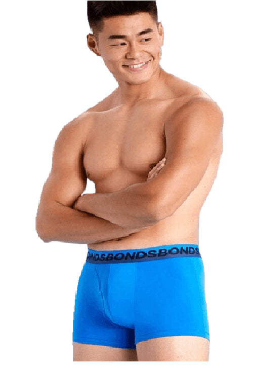 Mens Bonds Stretchables Everyday Trunks Underwear Blue with Grey Band