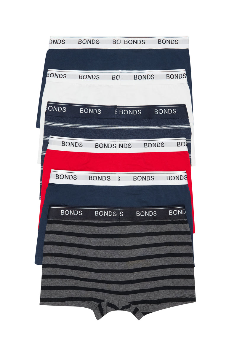 Mens Bonds  Navy / Red / White / Grey Stripe