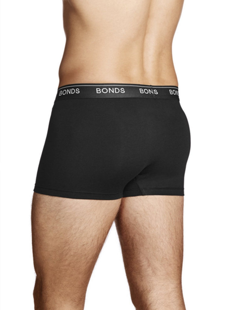 18 X Bonds Mens Guyfront Trunks Underwear Black/Grey/Grey Stripe