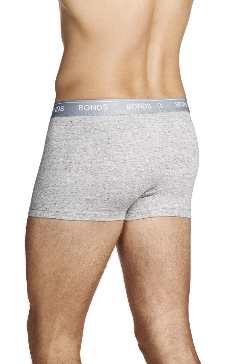 24 X Bonds Mens Guyfront Trunks Underwear Black/Grey/Grey Stripe