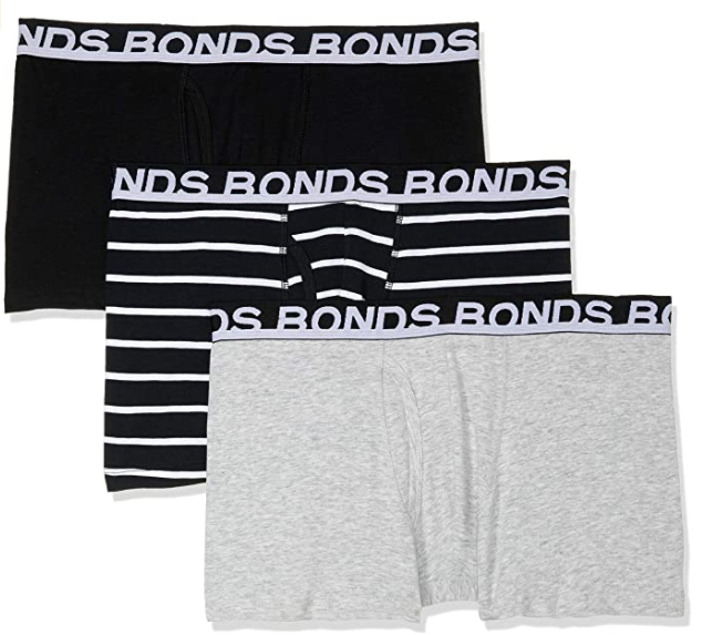 10 x Bonds Mens Everyday Trunks Underwear Black Stripe/Grey/Black