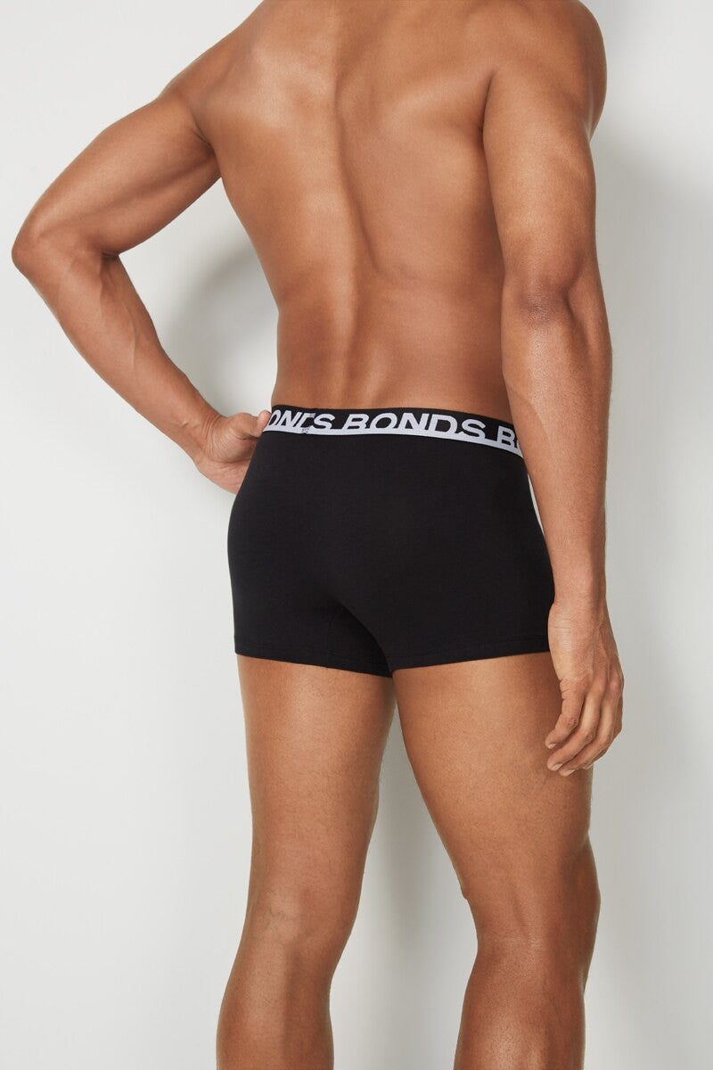 3 Pack Mens Bonds Everyday Trunks Underwear Black