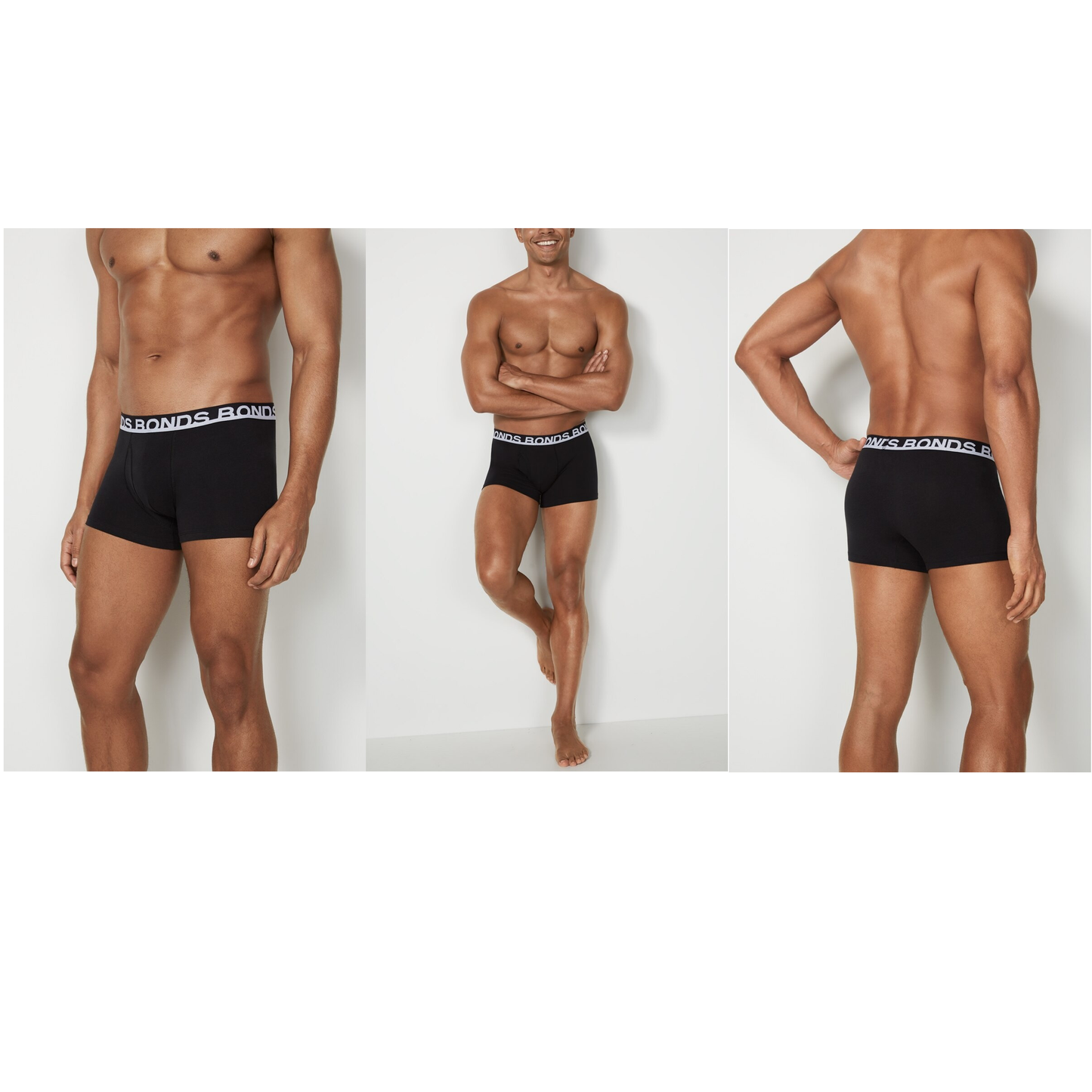 3 Pack Mens Bonds Everyday Trunks Underwear Black