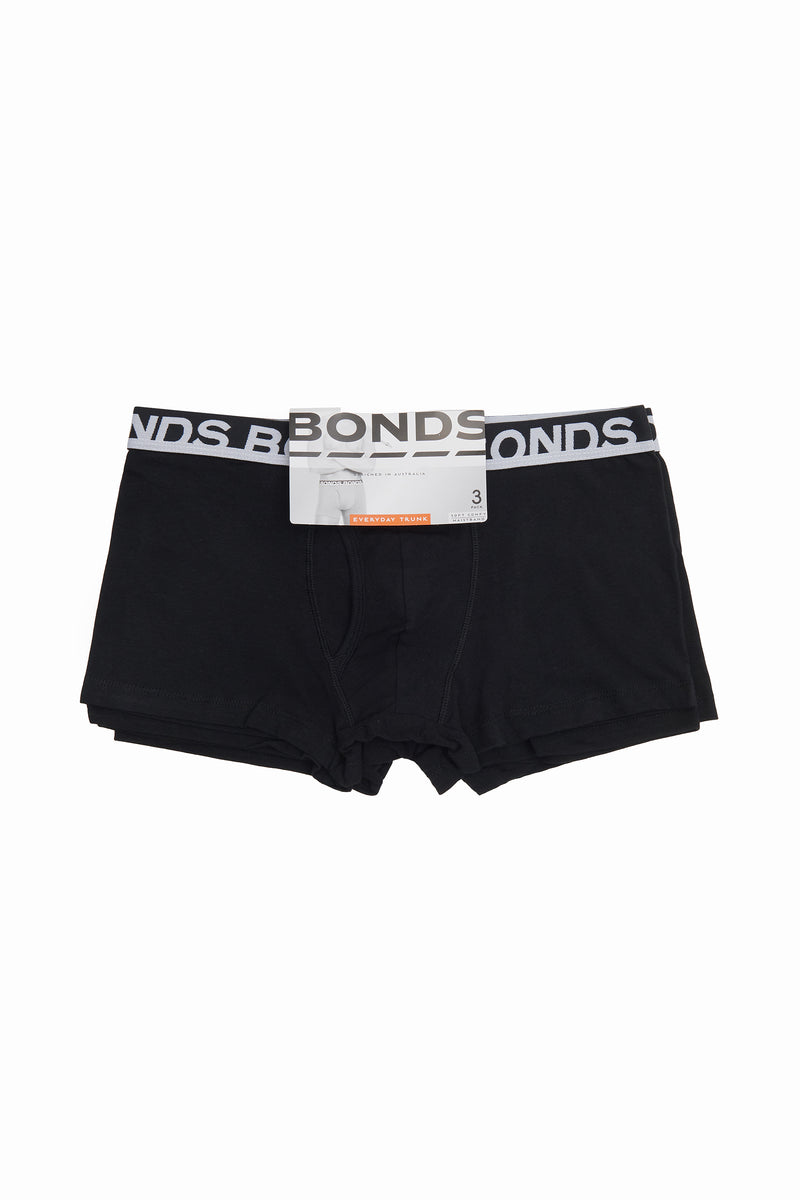 12 X Bonds Mens Everyday Trunks Underwear Black