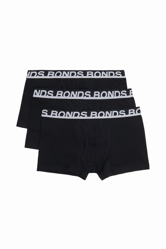 3 Pack Mens Bonds Everyday Trunks Underwear Black