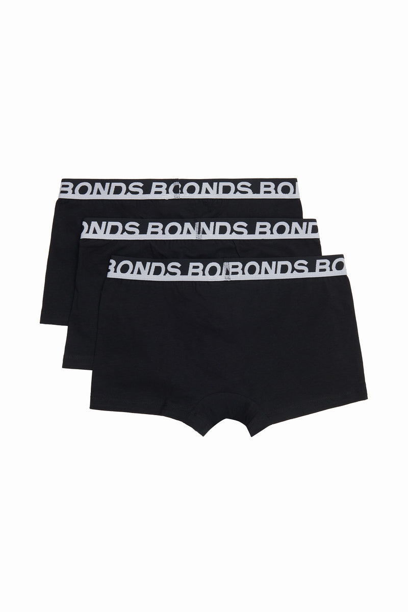 3 x Bonds Mens Everyday Trunks Underwear Black