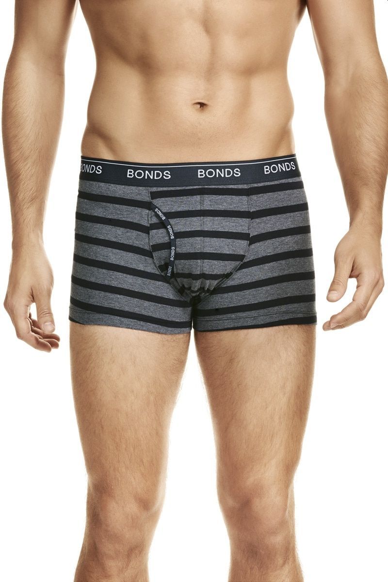 12 X Mens Bonds Guyfront Trunk Trunks Underwear – Charcoal Stripe