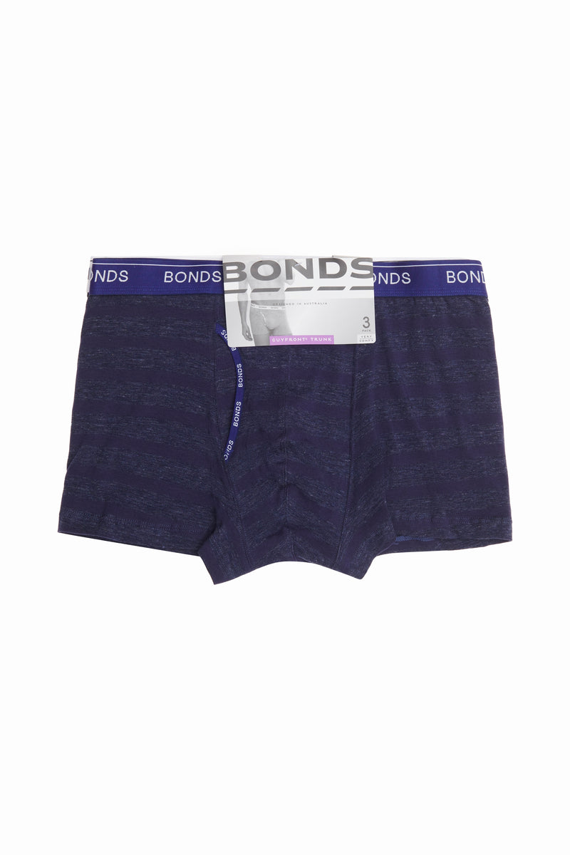 3 x Mens Bonds Guyfront Trunk Trunks Underwear – Navy Stripe 21C