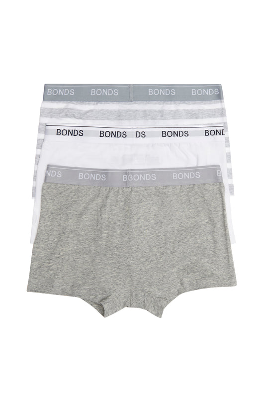 3 Pack Mens Bonds Guyfront Trunks Underwear Grey Stripe, Grey, White