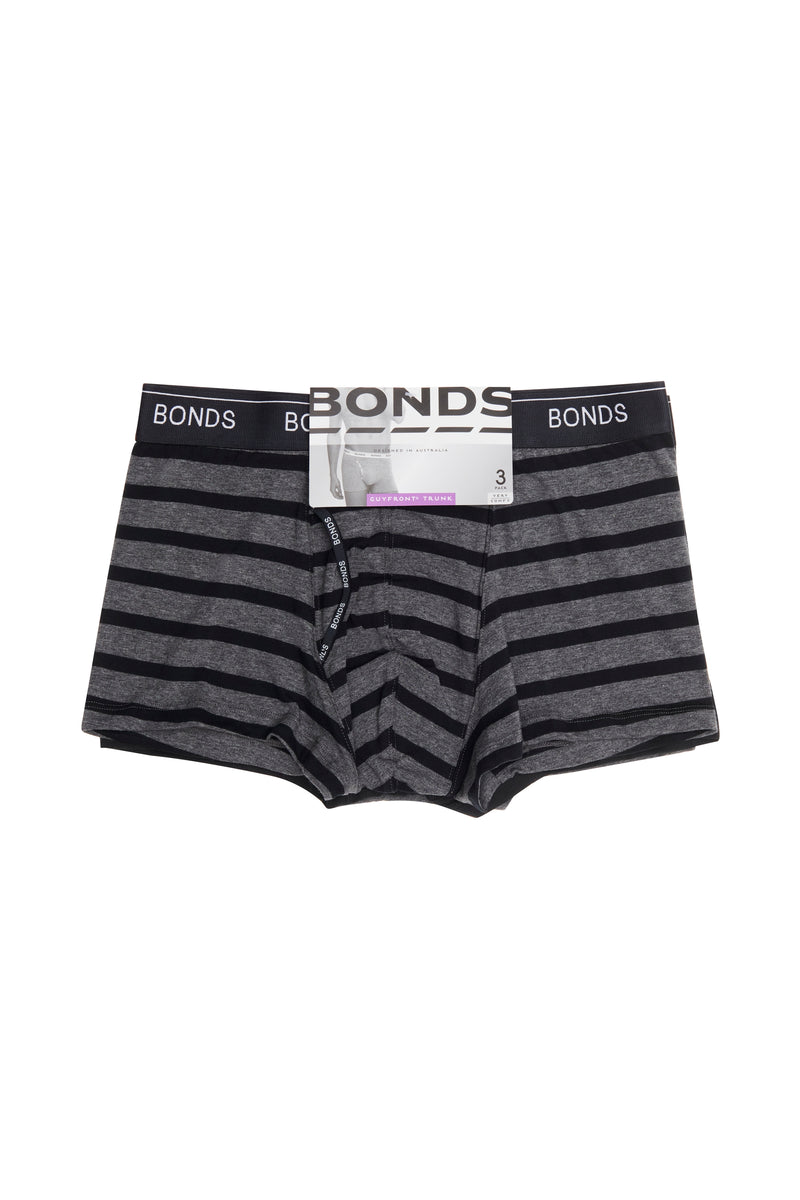 12 X Mens Bonds Guyfront Trunk Trunks Underwear – Charcoal Stripe