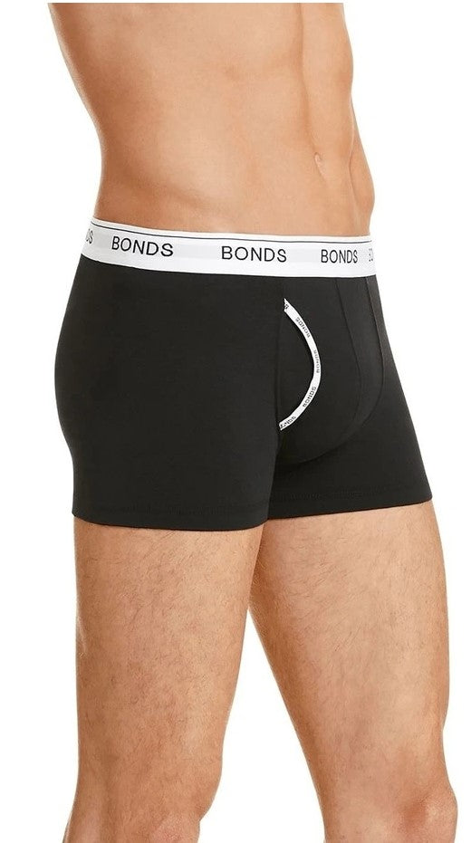 3 x Mens Bonds Guyfront Trunk Underwear Black Pack Undies